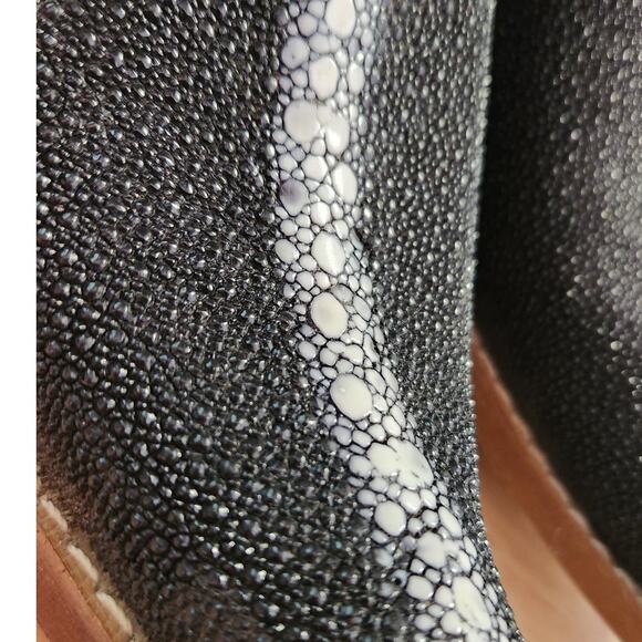Carreta Exotic Stingray Leather Embroidered Gray Pointed Heel Boots Sz 9.5 - Picture 6 of 10